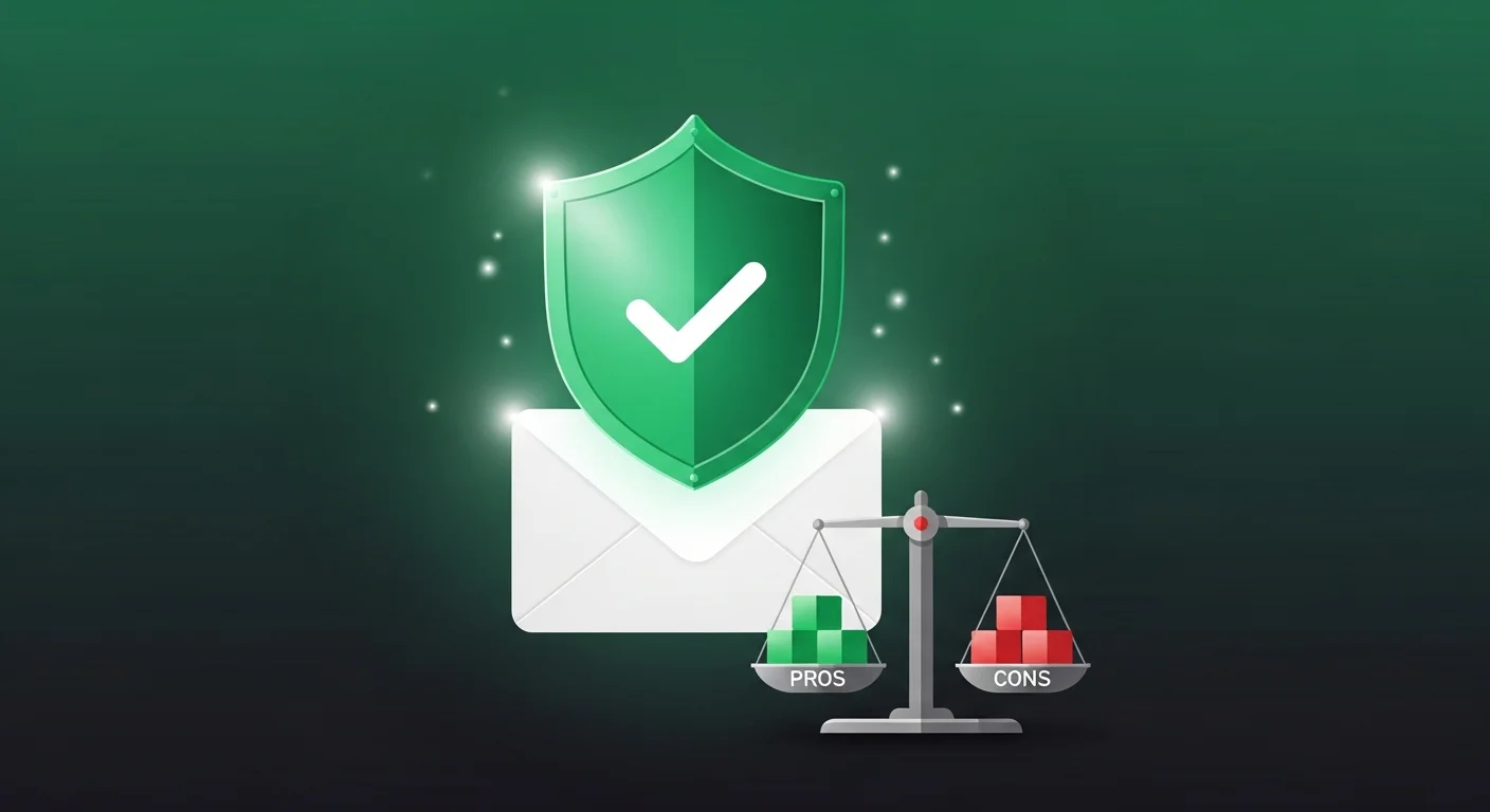 Shield with checkmark over email envelope representing temporary email safety